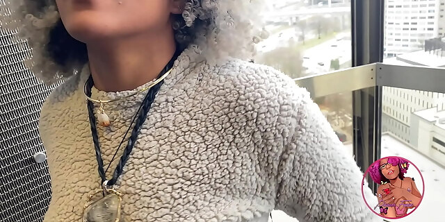 black,ebony,flashing,glasses,leggings,natural tits,nerdy,public,small tits,solo